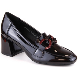 Scarpe da donna con tacco in vernice, nere, Vinceza 58318 nero