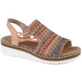 Comodi sandali slip-on multicolor da donna Rieker V1241-90 beige