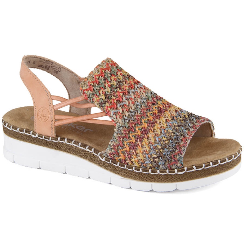 Comodi sandali slip-on multicolor da donna Rieker V1241-90 beige