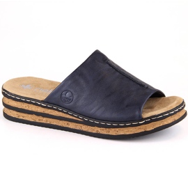 Comodi sandali con zeppa da donna, blu navy, Rieker 62905-14