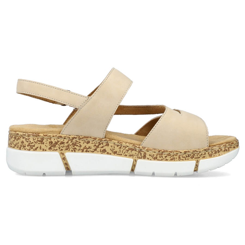 Comodi sandali beige con velcro da donna Rieker V2366-60