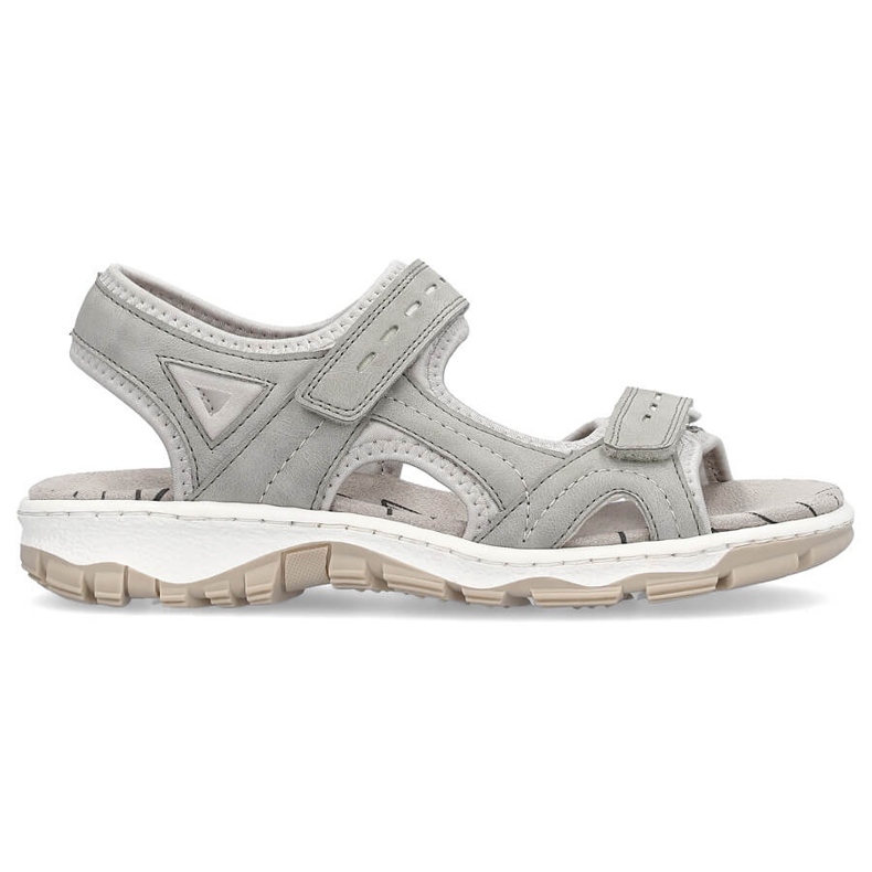 Comodi sandali sportivi da donna con velcro, grigio Rieker 68866-40