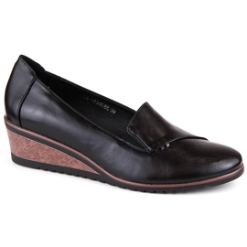 Scarpe slip-on nere con zeppa da donna Potocki SZ12345 nero