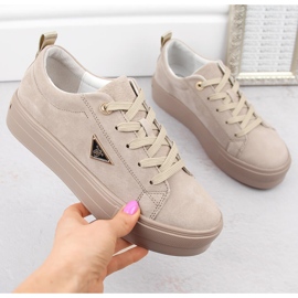 Scarpe da donna in pelle scamosciata beige con plateau Filippo DP3533