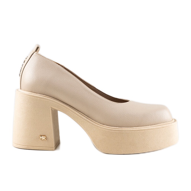 Décolleté con tacco alto in pelle beige di Karino