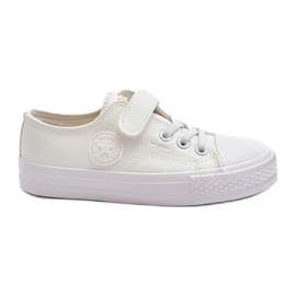 Sneakers da bambino in pelle con velcro bianche Delmara bianco
