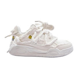 Sneakers Da Donna Con Allacciatura Spessa Bianca Miatora