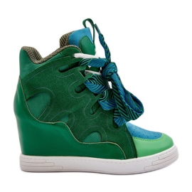 Sneakers con Zeppa da Donna Verde Leoppa
