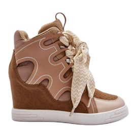 Sneakers con Zeppa da Donna Beige Leoppa