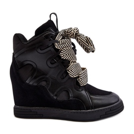 Sneakers con Zeppa da Donna Nere Leoppa nero