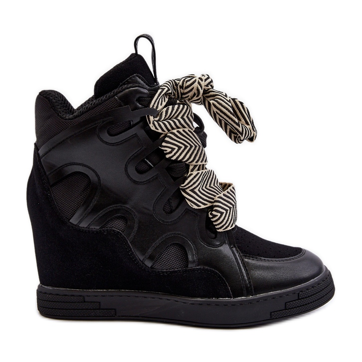 Sneakers con Zeppa da Donna Nere Leoppa nero