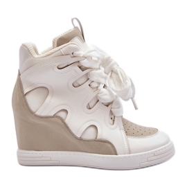 Sneakers con zeppa da donna bianche Leoppa bianco