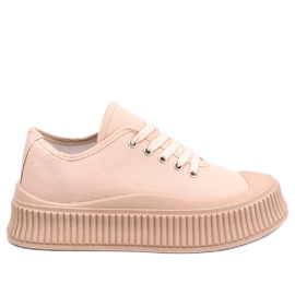 Scarpe da ginnastica Pratt Khaki con plateau beige