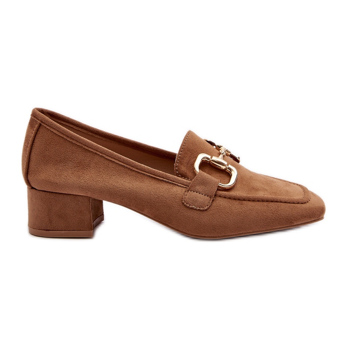 Décolleté a tacco basso con decorazione Camel Dolvira marrone