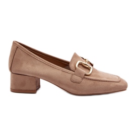 Décolleté beige con tacco largo e decorazione Dolvira