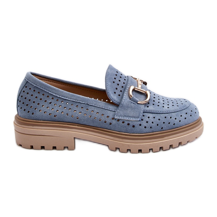 Mocassini Traforati Da Donna Con Decoro, Talesse Blu