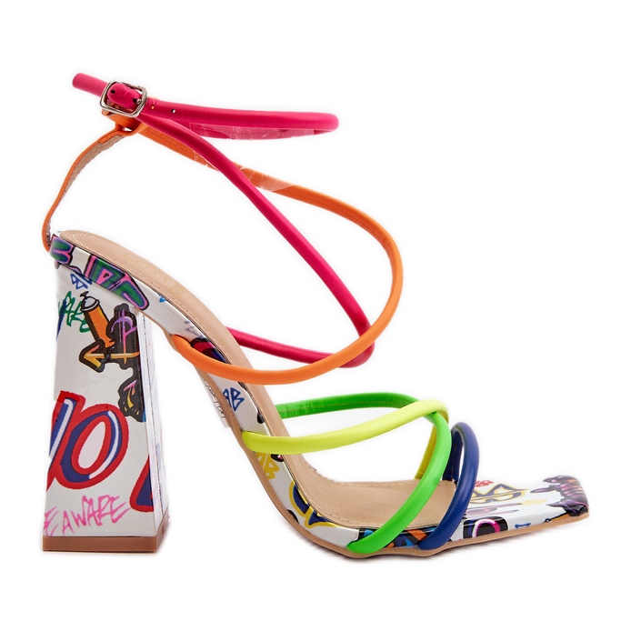 Sandali alla moda con tacco alto Josette multicolore rosa