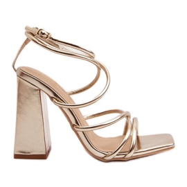 Sandali alla moda con tacco alto Josette color oro d'oro