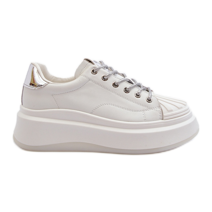 Sneakers in pelle da donna sulla piattaforma GOE NN2N4033 Bianco bianca