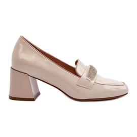 Vinceza Décolleté Beige In Vernice Con Decorazione Samassa