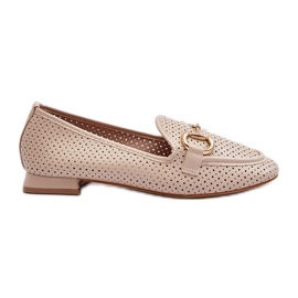 Mocassini Tacco Piatto Da Donna Con Decorazione, Beige Iluvana