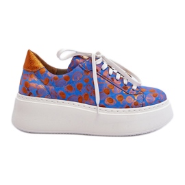 Scarpe sportive in pelle sulla piattaforma Maciejka 06191-06 Blu
