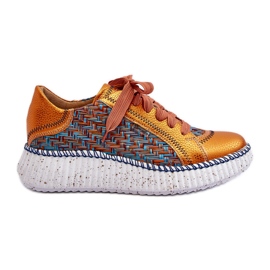 Scarpe sportive da donna in pelle Maciejka 06327-18 Arancione arancia