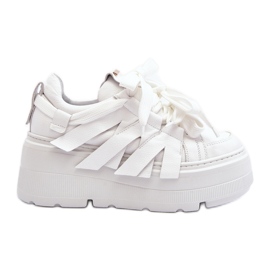 Zazoo 2F-7033 Scarpe da ginnastica su una piattaforma massiccia, bianche bianco