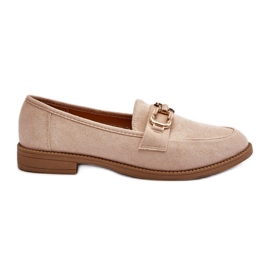 Mocassini da Donna in Pelle Scamosciata con Tacco Piatto, Misal Beige