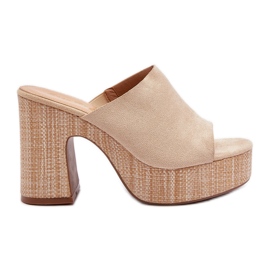 Infradito beige da donna con tacco alto, Siobhan