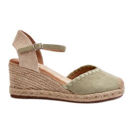 Sandali con zeppa espadrillas in pelle scamosciata con intrecciatura, Raylin verde