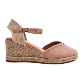 Sandali con zeppa espadrillas in pelle scamosciata con treccia Raylin rosa