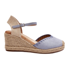 Sandali con zeppa espadrillas in pelle scamosciata blu Raylin con intrecciatura