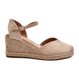 Sandali con zeppa espadrillas in pelle scamosciata con treccia Raylin beige