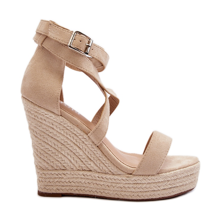 Sandali con zeppa Salthe beige con treccia