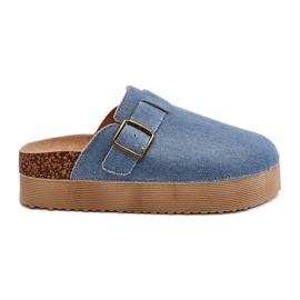Zoccoli infradito in denim da donna su piattaforma blu Jorfia