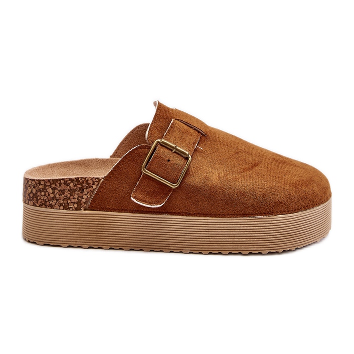 Zoccoli Jorfia con plateau color cammello da donna marrone