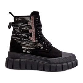 Sneakers Alte Da Donna Su Una Piattaforma Massiccia, Wonise Nero