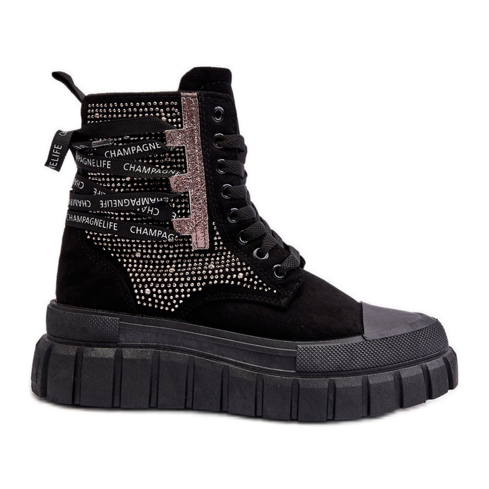 Sneakers Alte Da Donna Su Una Piattaforma Massiccia, Wonise Nero