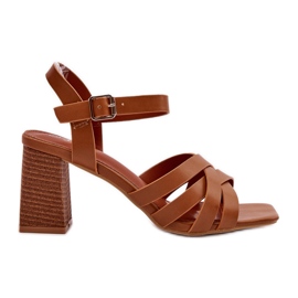 Sandali da donna con tacco alto color cammello Opifiana marrone