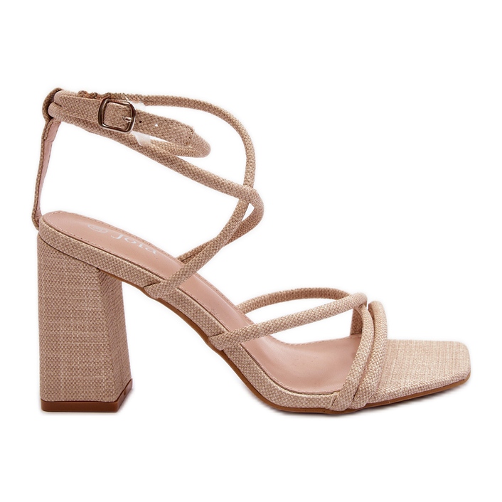 Sandali beige Herfiana con tacco alto e cinturini