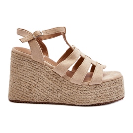 Sandali beige con zeppa Gnosis con treccia