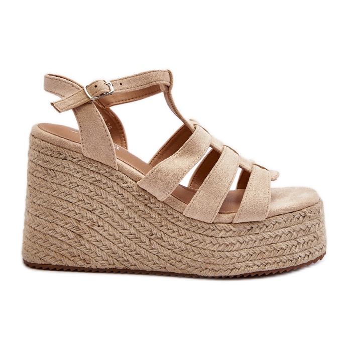 Sandali beige con zeppa Gnosis con treccia