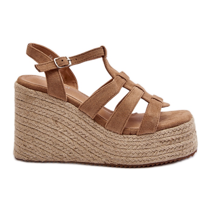 Sandali con zeppa con treccia, Gnosis Marrone