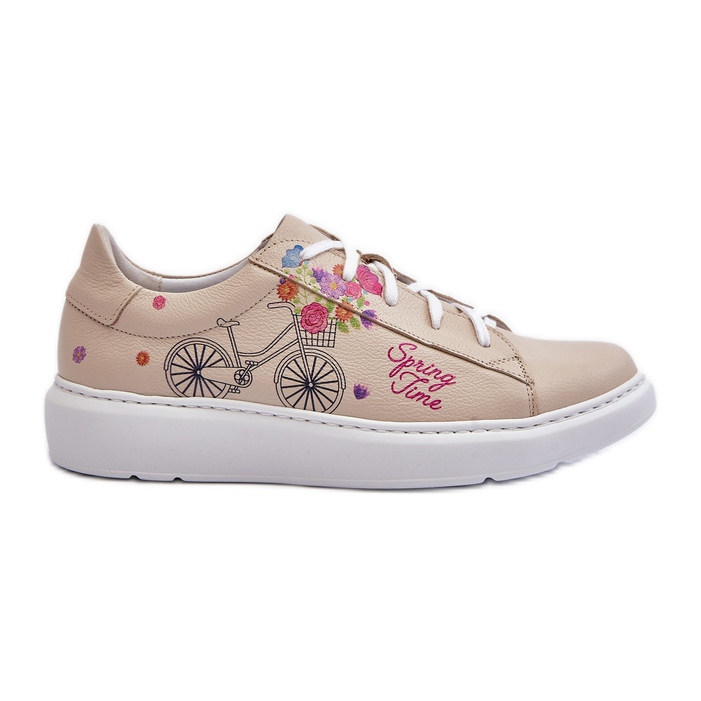 Zazoo 024/TAMARA Sneakers in pelle da donna, Beige