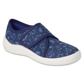 Ciabatte per bambini Befado con velcro 463Y300, blu navy, con applicazioni