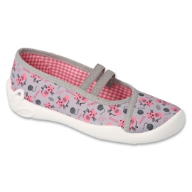 Ciabatte per bambini Befado 116Y327, grigie con gattini rosa