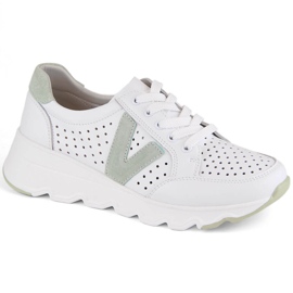 Scarpe sportive da donna in pelle traforata, bianco Vinceza 7875