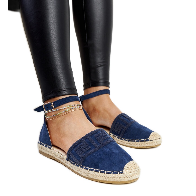 Espadrillas blu navy con ricamo decorativo Sonja