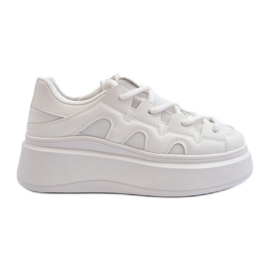 Sneakers Da Donna Con Allacciatura Spessa Bianca Vinali